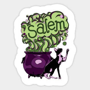 Salem MA Cat and Cauldron Sticker